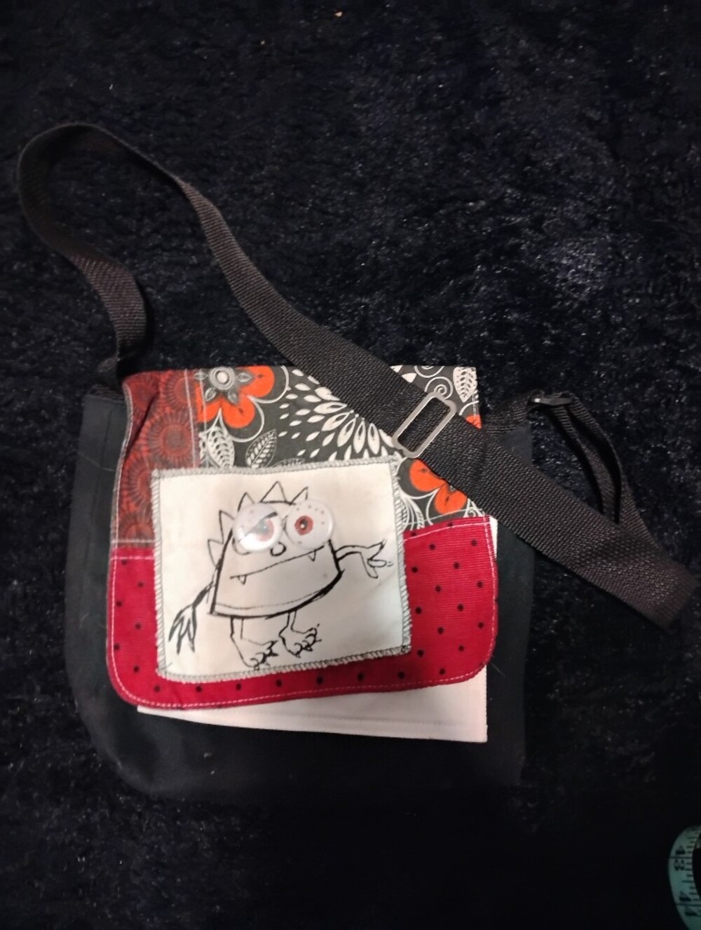 Monster Patch Crossbody Bag in Black, Red, Orange